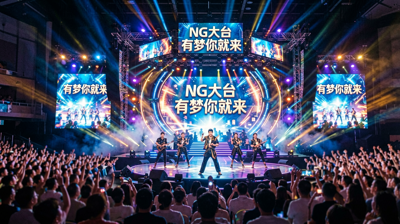 NG大舞台全景展示,灯光璀璨的娱乐表演场地